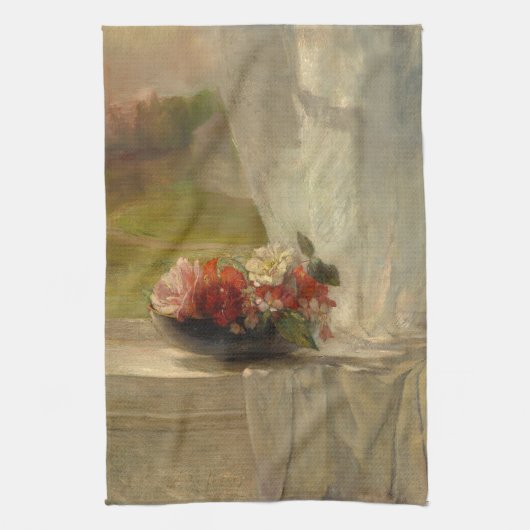花が窓棚に並ぶby John La Farge キッチンタオル (縦)
