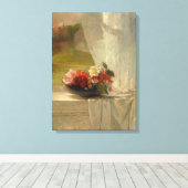 花が窓棚に並ぶby John La Farge キャンバスプリント (インサイチュ (ウッドフロア))