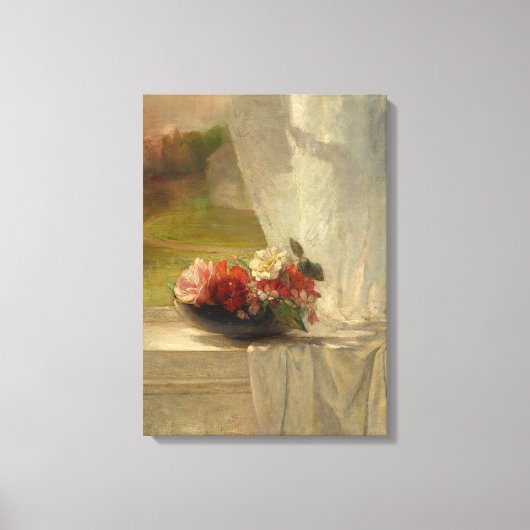 花が窓棚に並ぶby John La Farge キャンバスプリント (正面)