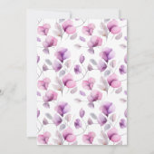 花が紫色の赤ちゃん開花シャワー招待状にある 招待状 (裏面)