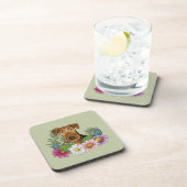 花が緑のエイレデールテカラフルリア犬 コースター (右側)