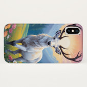 花が美しい草地のかわいい白い牡鹿 Case-Mate iPhoneケース (裏面(横))