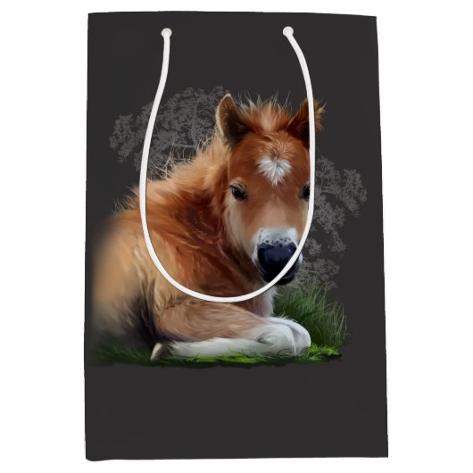 花が草の中に寝ている ミディアムペーパーバッグ (正面)