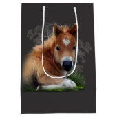 花が草の中に寝ている ミディアムペーパーバッグ (裏面)