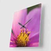 花が閉まる スクエア壁時計 (傾斜)