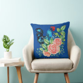 花が青い鶏 クッション (椅子)