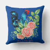 花が青い鶏 クッション (裏面)