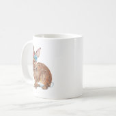 花が頭に咲くイースターバニーウサギ コーヒーマグカップ (正面左)