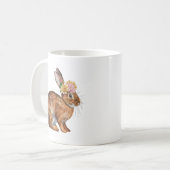 花が頭に咲くイースターバニーウサギ コーヒーマグカップ (正面左)