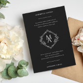 花が黒いダイヤモンド結婚モノグラム 招待状