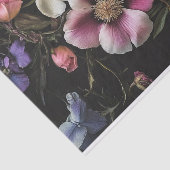 花が黒い背景の詳細デクページ 薄葉紙 (詳細)