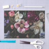 花が黒い背景の詳細デクページ 薄葉紙 (クラフト)