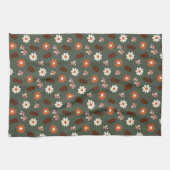 花きのこの可愛い居心地の良いパターン&ピネコン キッチンタオル (横)