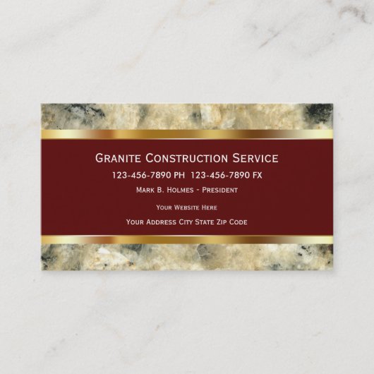 花こう岩の建設業カード 名刺 (正面)