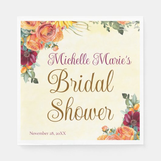 花ざかりの秋のブライダルシャワー スタンダードランチョンナプキン (正面)