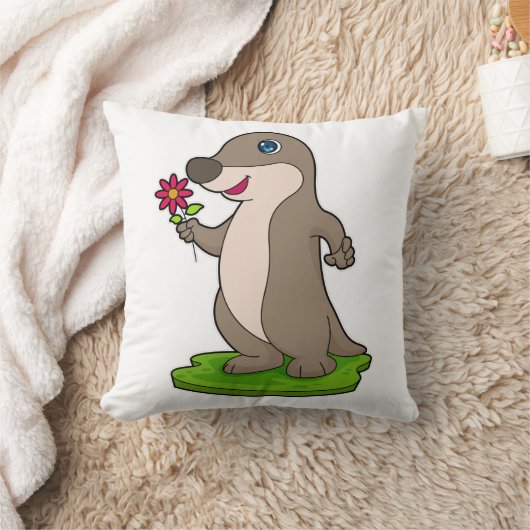 花つきカワウソ クッション (ブランケット)