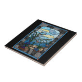 花つぼの植物のヴィンテージのステンドグラスのスタイル タイル (側面)