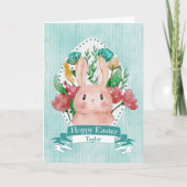 花でいっぱいのイースターバニー カード (正面)