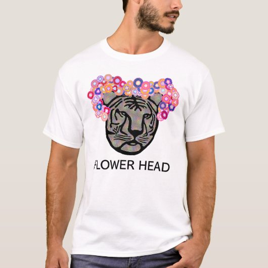 花でいっぱいのトラの顔 Tシャツ (正面)