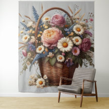 花でいっぱいのバスケット