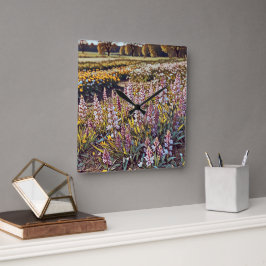 花でいっぱいのフィールド – Wall Clock スクエア壁時計