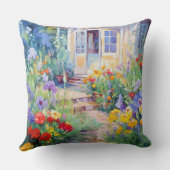 花でいっぱいの水彩コテージガーデン クッション (裏面)
