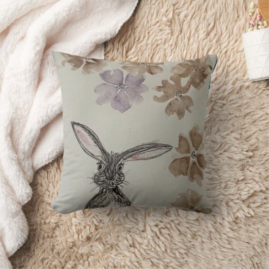 花でウサギ クッション (ブランケット)