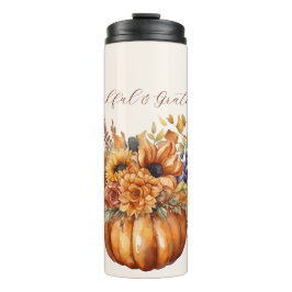 花でカボチャ – 感謝と感謝 –  タンブラー