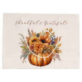 花でカボチャ – 感謝と感謝 –  ラージペーパーバッグ (裏面)