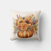 花でカボチャ – 感謝祭 –  クッション (正面)