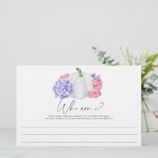 花でカボチャ – 私は誰がブライダルシャワーゲーム 便箋 (スタンド正面)