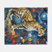 花でチーター フリースブランケット (正面(横))