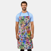 花でハミングする鳥ガーデニング エプロン (着用した状態)