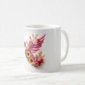 花でハミング飛んでいるする鳥 コーヒーマグカップ (正面右)