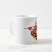 花でハミング飛んでいるする鳥 コーヒーマグカップ (正面左)