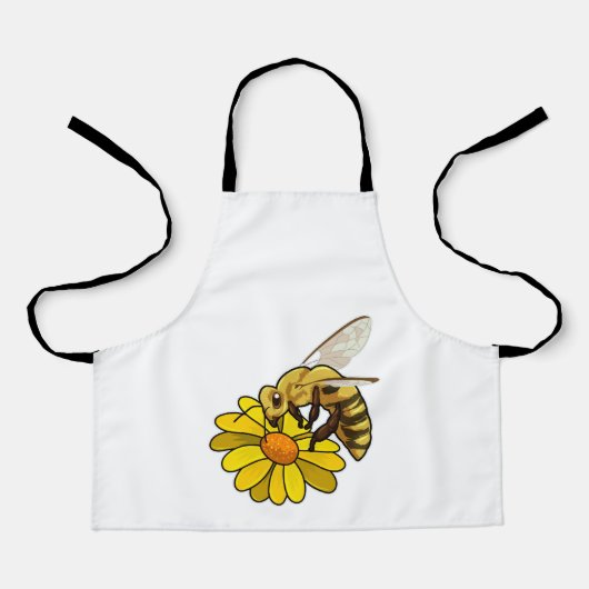 花でミツバチ エプロン (正面)