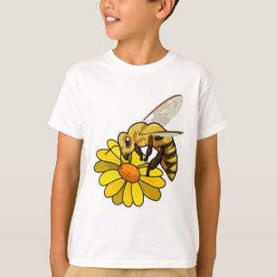 花でミツバチ Tシャツ