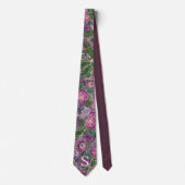 花でモノグラムパーソナライズされたがいっぱい ネクタイ (正面)