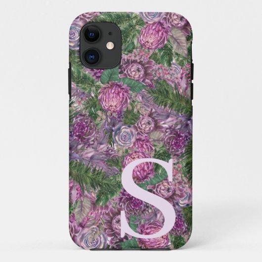 花でモノグラムパーソナライズされたがいっぱい Case-Mate iPhoneケース (裏面)