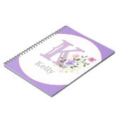 花でモノグラム&名前 ノートブック (左側)