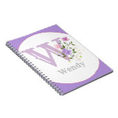 花でモノグラム&名前 ノートブック (右側)