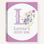 花でモノグラム&名前 ノートブック (正面)