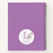 花でモノグラム&名前 ノートブック (裏面)