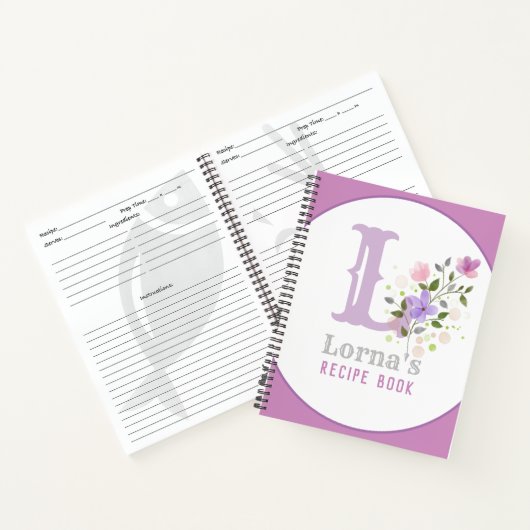 花でモノグラム&名前 ノートブック (内部)