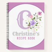 花でモノグラム&名前 ノートブック (正面)