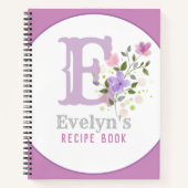 花でモノグラム&名前 ノートブック (正面)