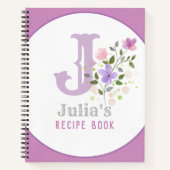 花でモノグラム&名前 ノートブック (正面)