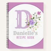 花でモノグラム&名前 ノートブック (正面)