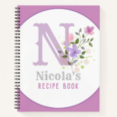 花でモノグラム&名前 ノートブック (正面)