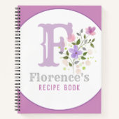 花でモノグラム&名前 ノートブック (正面)